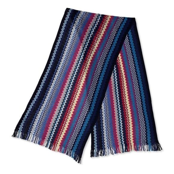 Missoni Idea Scarf Blue NWT New With Tags Italian Designer Luxury Knit Wrap - Picture 1 of 1